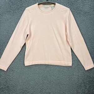 Lord & Taylor Women’s Sweater Large Soft Pink 100% Merino Wool Pullover Classic